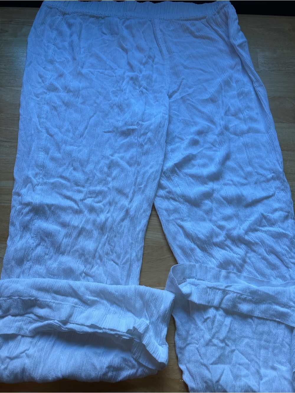 Joe Fresh White Crinkled Elastic Waist Pants